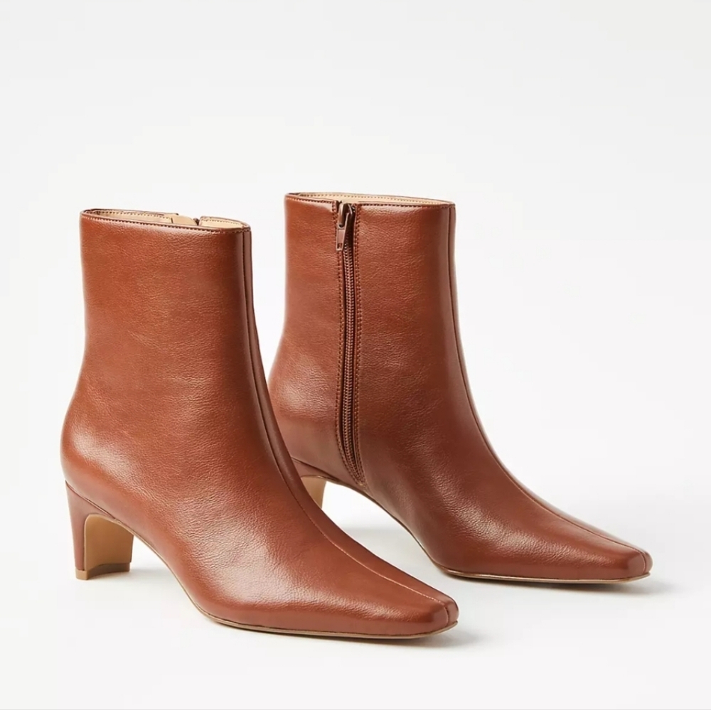 NWT Loft Squared Pointy Toed Booties in Cognac